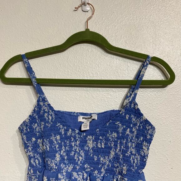 RSQ Blue Floral Ruched Cropped Cami Sz L - Picture 2 of 9